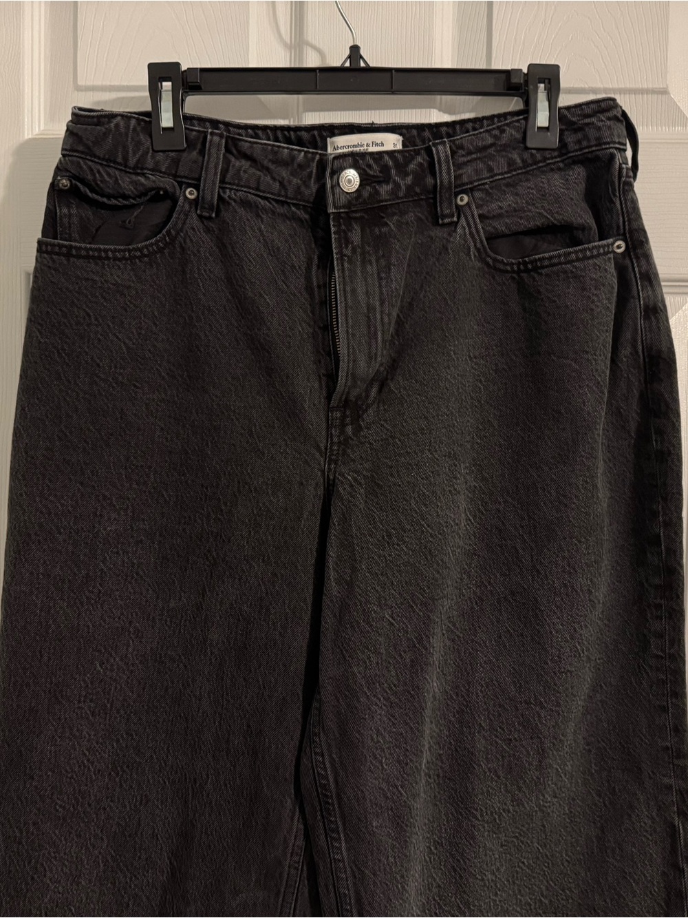 Abercrombie & Fitch Black High-Rise Wide-Leg Jeans Curve Love - Picture 4 of 5
